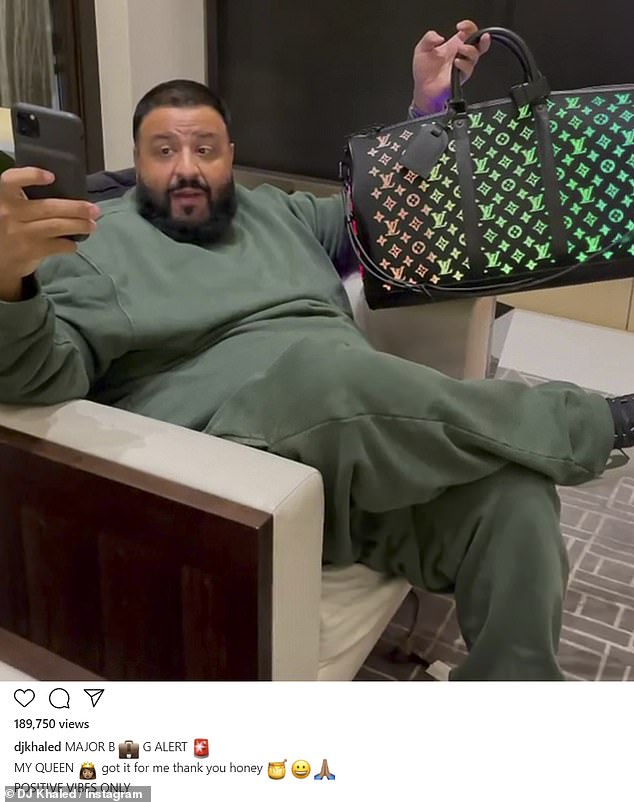 BIG BAG: DJ Khaled thanked his wife for gifting the bag on Instagram