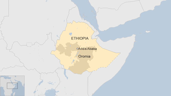 Harta Etiopiei care arată Oromia